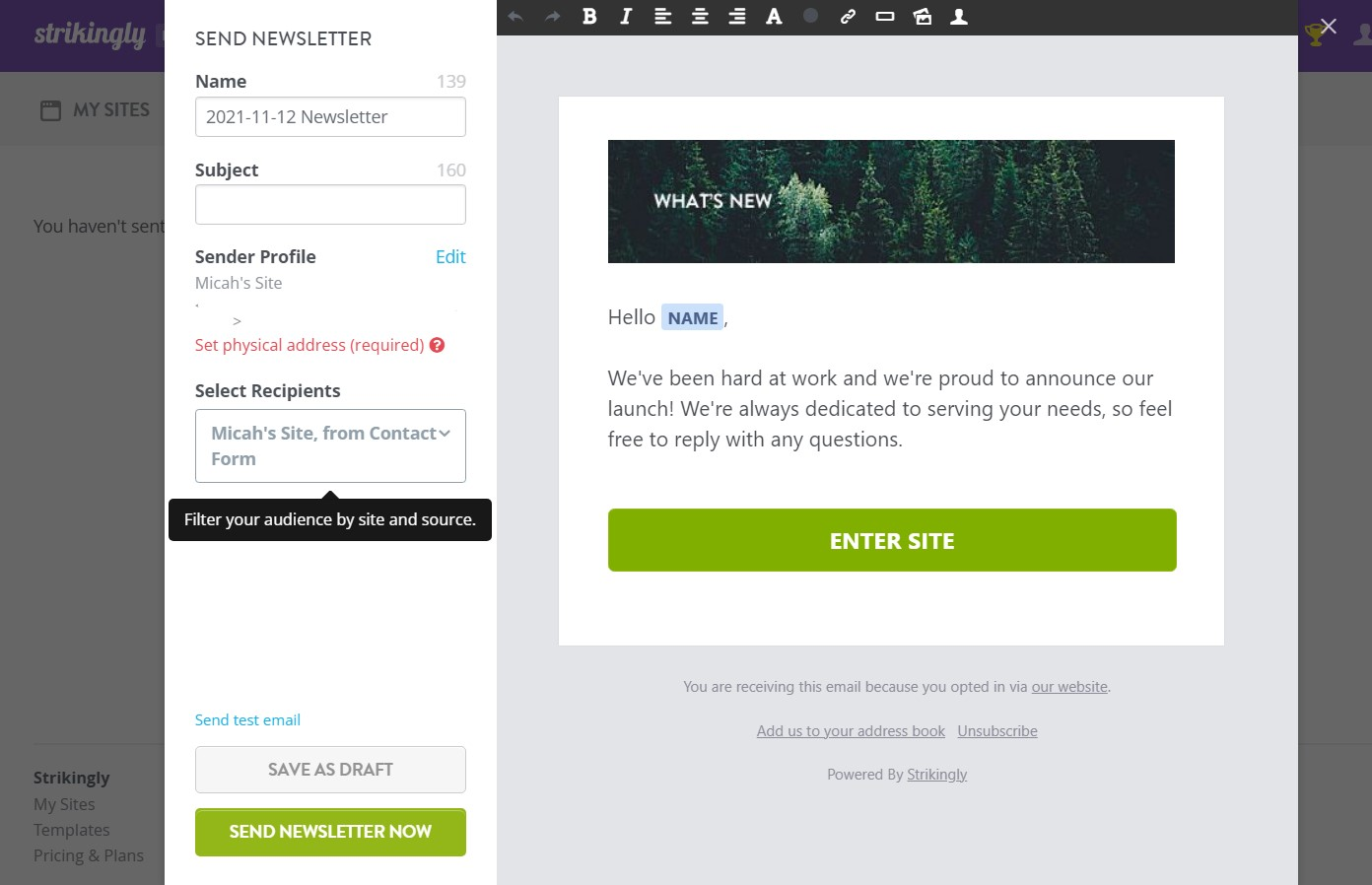Send Newsletter Now or Save Draft Send Newsletter Now or Save Draft